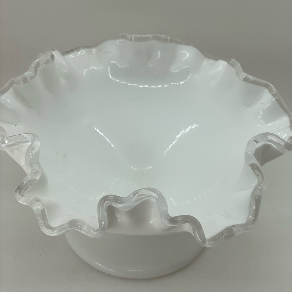 Fenton Silver Crest Milk glass candy compote bowl